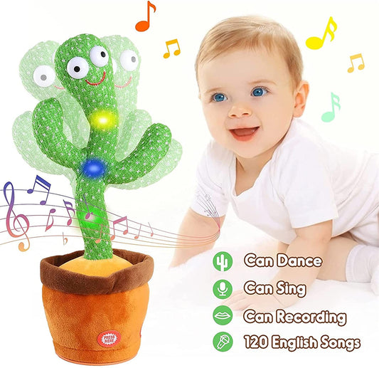 Dancing Cactus Toy with Recording - Rechargable /Cell Operated Plush Funny Electronic Shaking Cactus Singing Dancing